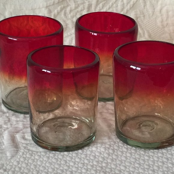 Bambeco Other - Bambeco 4 Tumblers Hand Blown Recycled Glass Roija